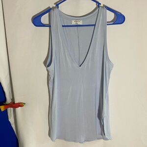 Babaton Soft Blue V-Neck Tank Top, Size Small
